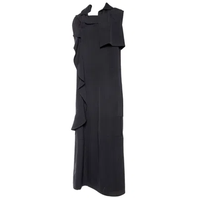 Pre-owned Comme Des Garçons Homme Deux 1990s Comme Des Garcons Black Wool Deconstructed Ruffled Dress