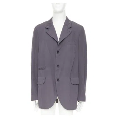 Pre-owned Comme Des Garçons Comme Des Garcons Homme Deux 2024 Grey Wool Flap Pockets Long-line Blazer Xl In Gray