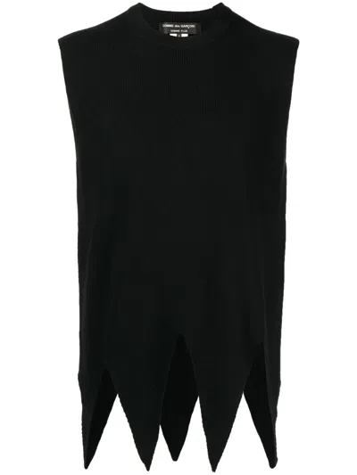 COMME DES GARÇONS HOMME DEUX ASYMMETRIC-HEM KNITTED TOP