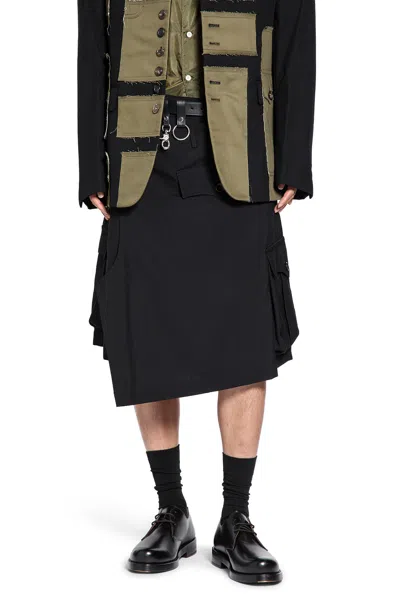 Comme Des Garçons Homme Deux Asymmetric Overlay Shorts In Black