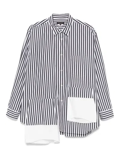Comme Des Garçons Homme Deux Asymmetrisches Hemd Mit Streifen In Black