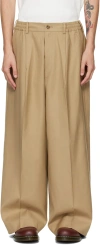 COMME DES GARÇONS HOMME DEUX BEIGE COTTON PLEATED TROUSERS