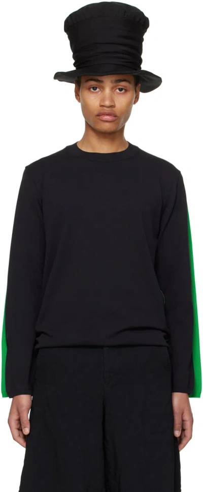 Comme Des Garçons Homme Deux Black & Green Layered Long Sleeve T-shirt In Black X Green