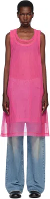 Comme Des Garçons Homme Deux Black & Pink Bright Jersey & Nylon Tulle Tank Top