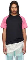Comme Des Garçons Homme Deux Black & Pink Honeycomb T-shirt In Black X Pink