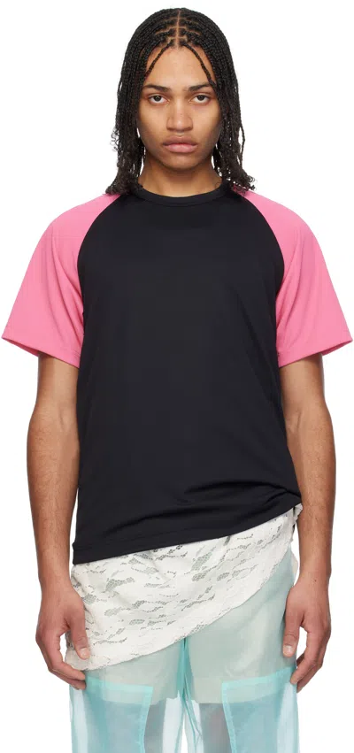 Comme Des Garçons Homme Deux Black & Pink Honeycomb T-shirt In Black X Pink