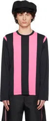 Comme Des Garçons Homme Deux Single Jacquard Tee In Black X Pink