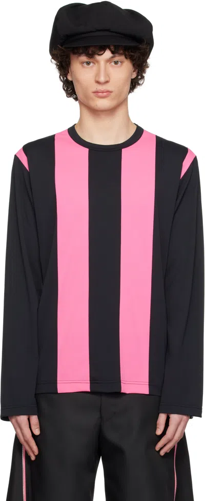 COMME DES GARÇONS HOMME DEUX BLACK & PINK SINGLE JACQUARD T-SHIRT
