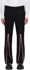 Comme Des Garçons Homme Deux Black & Pink Thick Gabardine Zip Trousers In Black