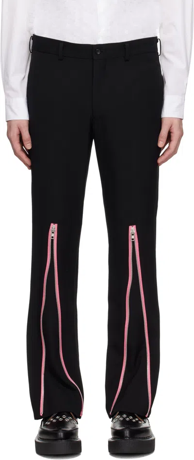 Comme Des Garçons Homme Deux Black & Pink Thick Gabardine Zip Trousers