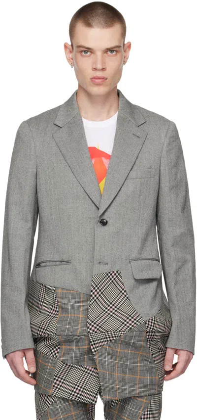 Comme Des Garçons Homme Deux Black & White Crinoline Blazer In 1 Blk/ntrl X Mult