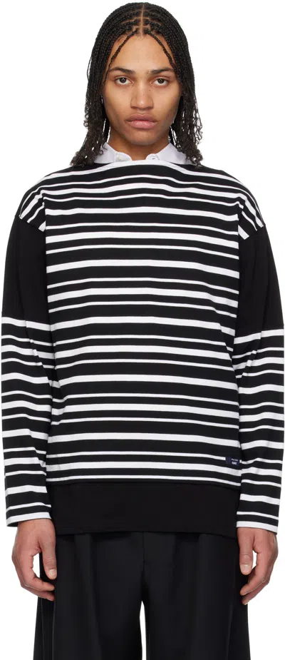 Comme Des Garçons Homme Deux Black & White Horizontal Stripes Long Sleeve T-shirt In Blk/wht X Black