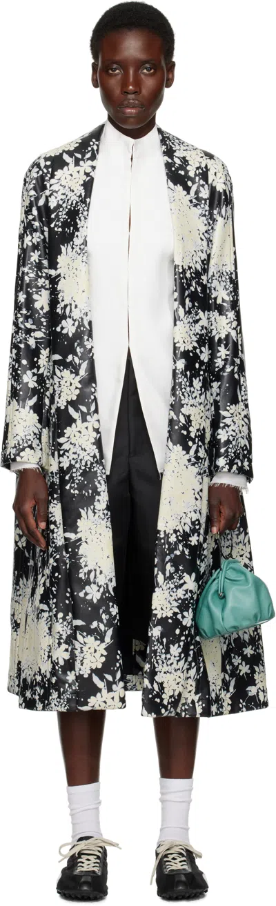 Comme Des Garçons Homme Deux Black & White Printed Faux-leather Coat In 1 Black/white