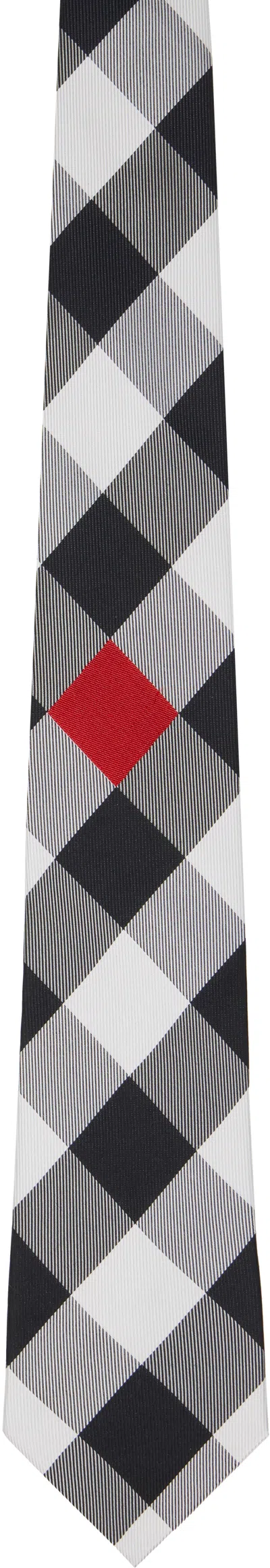 Comme Des Garçons Homme Deux Black & White Silk Geometric Pattern Tie
