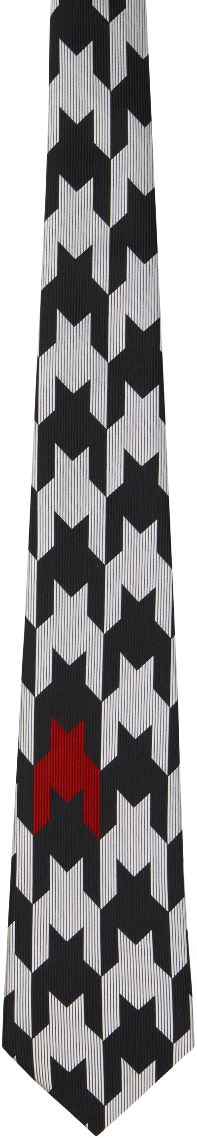 Comme Des Garçons Homme Deux Black & White Silk Geometric Pattern Tie