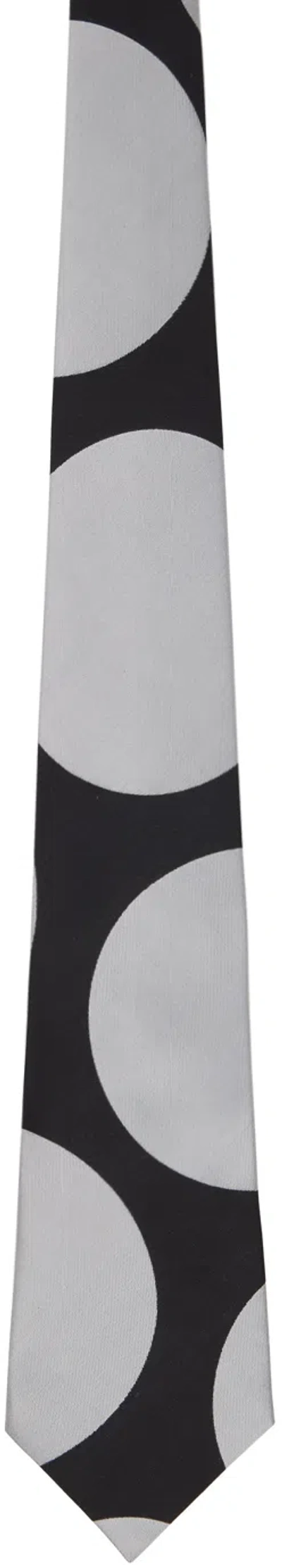 Comme Des Garçons Homme Deux Black & White Silk Polka Dots Tie In 1 Black X White