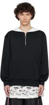 Comme Des Garçons Homme Deux Black & White Smooth Thick Quarter Zip Sweatshirt