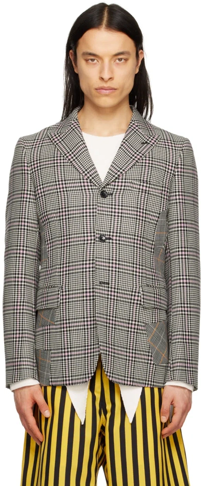 Comme Des Garçons Homme Deux Black & White Windowpane Blazer In 1 Multi X Multi