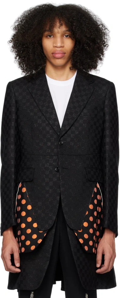 Comme Des Garçons Homme Deux Black Check & Polka Dot Coat In 1 Black X Black/o