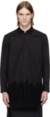 Comme Des Garçons Homme Deux Black Cotton Broad & Nylon Tulle Shirt In Black X Black