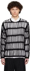 Comme Des Garçons Homme Deux Black Cotton Code Intarsia A Pattern Crewneck Sweater