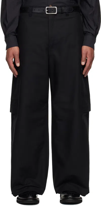 Comme Des Garçons Homme Deux Black Cotton Double Weave Weather Cargo Pants