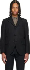 Comme Des Garçons Homme Deux Black Dobby Stripe Blazer In Black