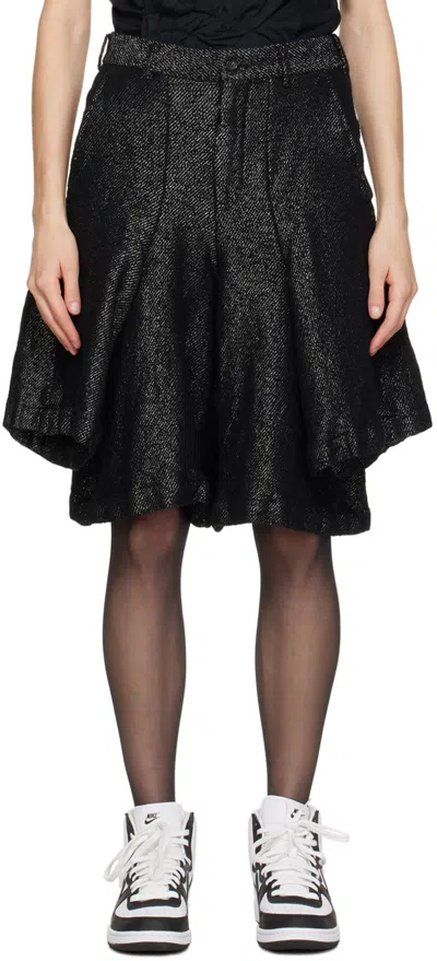 Comme Des Garçons Homme Deux Black Double Leg Shorts In 1 Black/silver