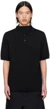 Comme Des Garçons Homme Deux Black Layered Long Sleeve Polo In Black X Black