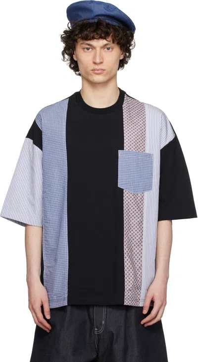 Comme Des Garçons Homme Deux Black Multi Fabrics Mix T-shirt In Black X Mix