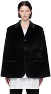 Comme Des Garçons Homme Deux Black Notched Lapel Faux-fur Jacket In 1 Black