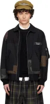 Comme Des Garçons Homme Deux Black Nylon Back Satin Mix Jacket In Black X Mix