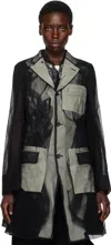 Comme Des Garçons Homme Deux Black Nylon Tulle & Cotton Cloth Blazer In 1 Black X Cream