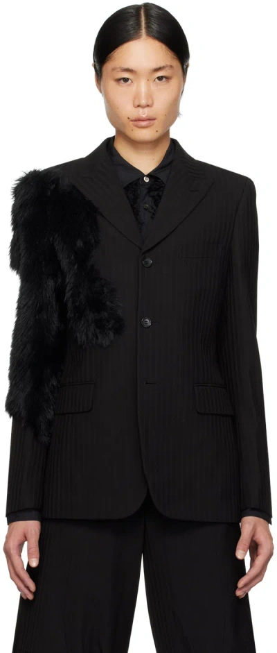 Comme Des Garçons Homme Deux Black Paneled Blazer In Black X Black