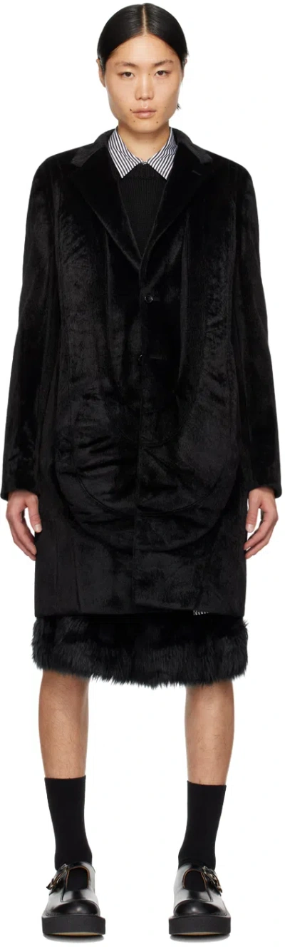 Comme Des Garçons Homme Deux Black Paneled Faux-fur Coat