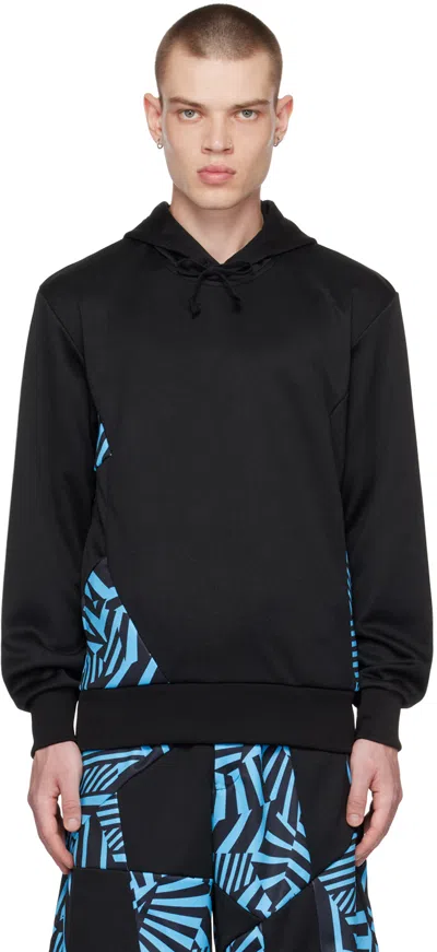 Comme Des Garçons Homme Deux Black Paneled Hoodie In 1 Blk X Blue/blk