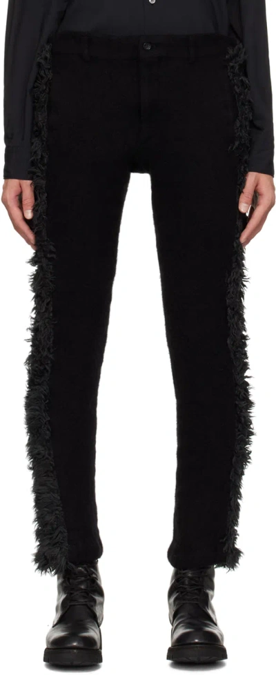 Comme Des Garçons Homme Deux Black Paneled Trousers In Black X Black