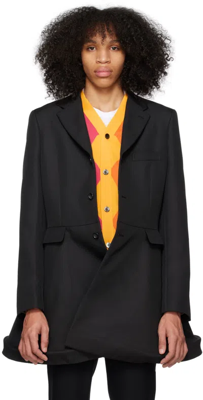 Comme Des Garçons Homme Deux Black Peaked Lapel Blazer In 1 Black