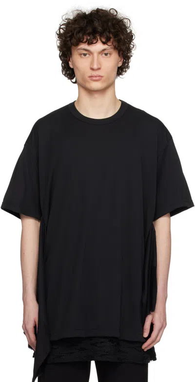 COMME DES GARÇONS HOMME DEUX BLACK POLYESTER PIQUÉ T-SHIRT