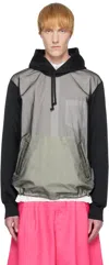 Comme Des Garçons Homme Deux Black Polyester Smooth Thick & Nylon Tulle Hoodie
