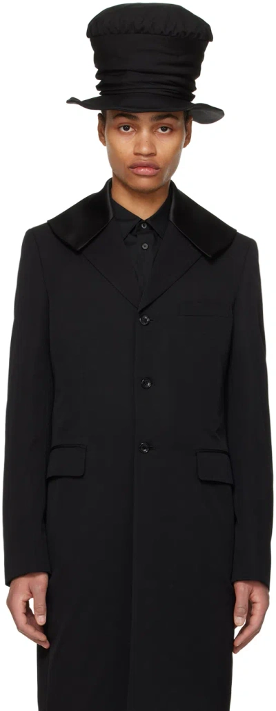 Comme Des Garçons Homme Deux Black Sailor Collar Coat In Black X Black