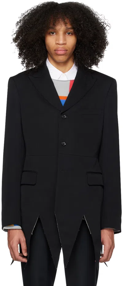 Comme Des Garçons Homme Deux Black Serrated Blazer In 1 Black