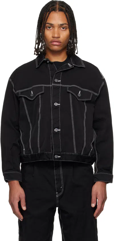 COMME DES GARÇONS HOMME DEUX BLACK SPUN TWILL GARMENT DYED JACKET