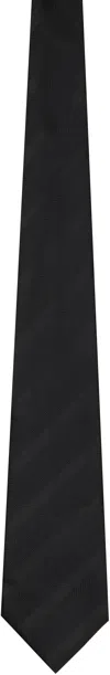 Comme Des Garçons Homme Deux Black Thin Diagonal Stripe Silk Tie In Black