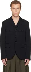 Comme Des Garçons Homme Deux Black Wool Gabardine Blazer In Black