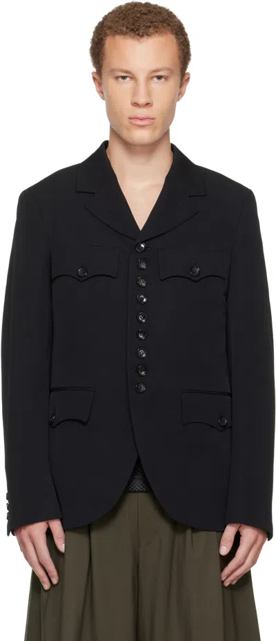 Comme Des Garçons Homme Deux Black Wool Gabardine Blazer