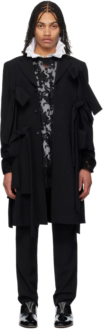 Comme Des Garçons Homme Deux Black Wool Gabardine Coat