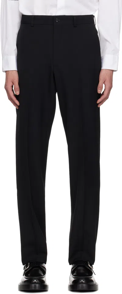 Comme Des Garçons Homme Deux Black Wool Gabardine Trousers In 1 Black
