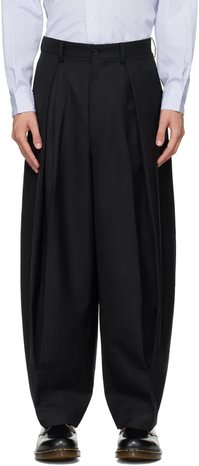 Comme Des Garçons Homme Deux Black Wool Pleated Trousers In 1 Black