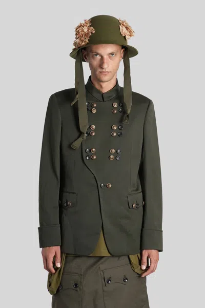 Comme Des Garçons Homme Deux Blazer In Green Wool